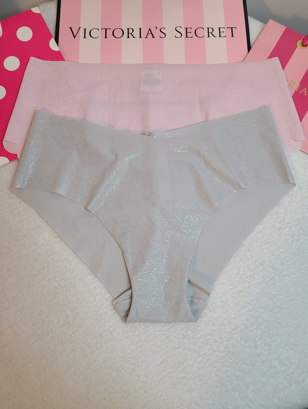 Victoria's Secret PINK 2pk Shimmer Seamless No-show Hipster Panties Size Lg